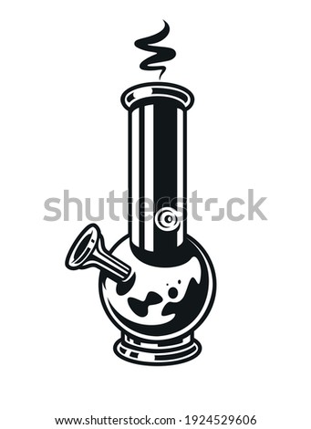 Vector illustration of glass bong on white background. 