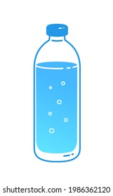 Vector Illustration Of Glass Bottle Of Carbonated Water. Minimalistic Icon Isolated On White Background.