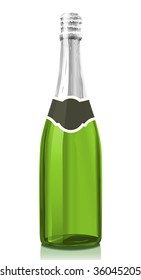 Vector illustration glass bottle with classical Champagne wine (serie of images)