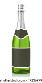 Vector illustration glass bottle classical Champagne wine with black label. Serie of images. You can find many various types of realistic vector illustrations of wine bottles in my portfolio.
