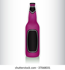 Vector illustration of a glass bottle with colored stickers.