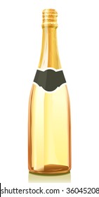 Vector illustration glass bottle with gold Champagne wine (serie of images)