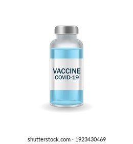 Vector illustration of a glass bottle with a medicine for the virus.