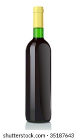 Vector illustration glass bottle with red wine. Classical Bordosky style.The closed version (serie of images)