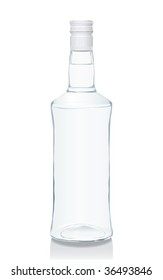 Vector illustration of a glass bottle with Russian vodka (serie of images)