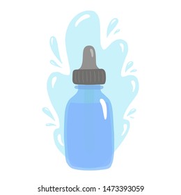 Vector illustration with glass bottle, splash.