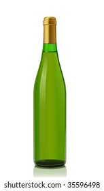 Vector illustration glass bottle with White wine. The classical form of a bottle for dessert  (sweet)  wine (serie of images)