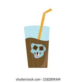 Vector illustration of a glass of chocolate milk in cartoon style.