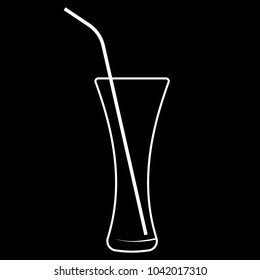 Vector illustration of a glass of cocktails. Logo icon empty glass for juice, cocktails and alcohol. Tall glass with a straw.