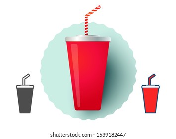 Vector illustration of a glass with cold drink. Cold drink from fast food.