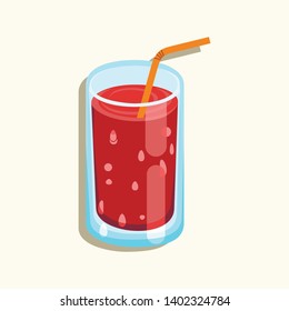 Vector Illustration of a glass containing watermelon. Watermelon. Red juice. Fresh Juice. Tropical juice. Vector Template
