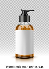 Vector illustration of glass cosmetic bottle with batcher
