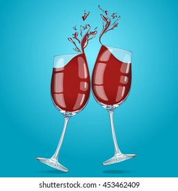 Vector illustration. Glass with a drink. All the elements apart from each other.