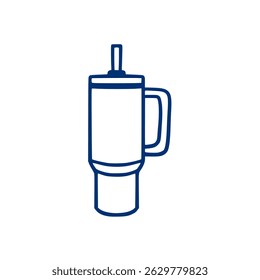 Ilustração vetorial de um copo de bebidas. Ícone Stanley. Aventura por Vácuo Quencher