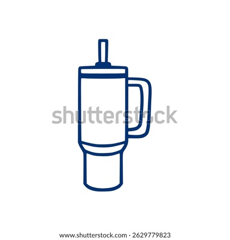 Vector illustration of a glass of drinks. Stanley icon. Adventure Vacuum Quencher