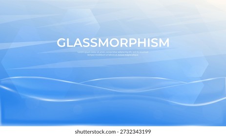 Ilustración vectorial. Efecto vidrio con objetos transparentes. Fondo de morfismo de vidrio azul Abstractas con ondas fluidas y Gradientes suaves. Concepto de diseño moderno para Web y presentaciones digitales