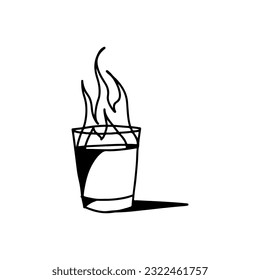 vector illustration of a glass filled with fire