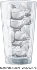 Vector illustration of a glass filled with ice cubes