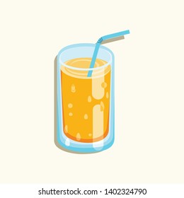 Vector Illustration of a glass filled with oranges. Orange fruit. Orange juice. Fresh Juice. tropical juice. Vector Template