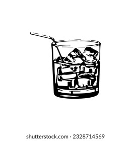 ilustración vectorial de un vaso lleno de agua con hielo