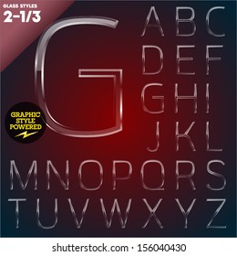 Vector illustration of Glass font powered graphic styles. Set 2-1