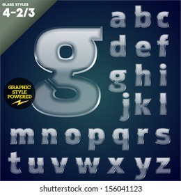 Vector illustration of Glass font powered graphic styles. Set  3-2