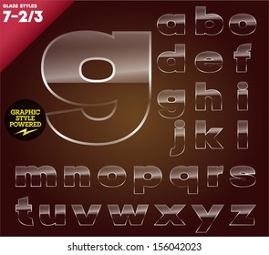 Vector illustration of Glass font powered graphic styles. Set  7-2