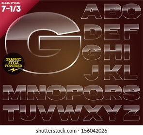 Vektorgrafik von mit Glass-Schrift betriebenen Grafikstilen. Set 7-1