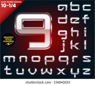Vector illustration of Glass font powered graphic styles. Set 10-2