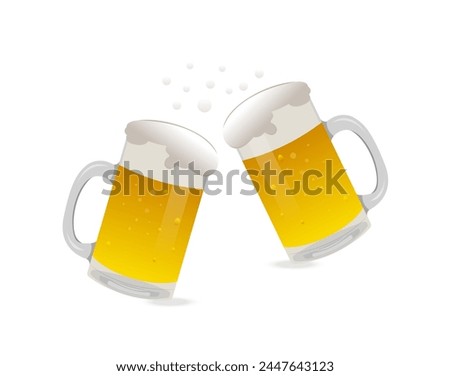 Vector illustration of a glass of fresh lager beer in a beer glass on a white background
