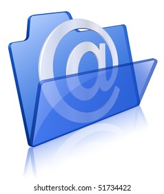 Vector illustration of glass glossy folders with email sign.