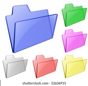 Vector illustration of glass glossy folders for documents. Only simple gradient used.