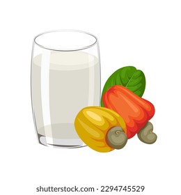 Vector illustration, a glass of goan urrak or feni, a traditional drink of fermented ripe cashew apple juice, isolated on a white background.