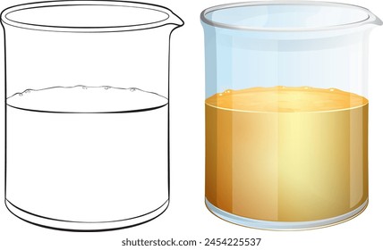 Vector illustration of a glass half full