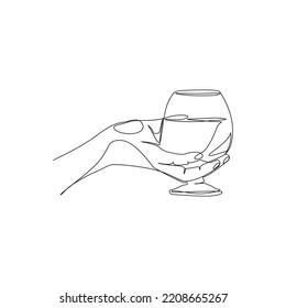 Vector illustration of a glass in hand drawn in line aprt style