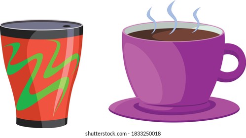 Vector illustration of a glass and having a hot drink.