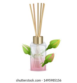 Vector illustration glass jar with aroma sticks, Sticks of roses aroma. Realistic Vector EPS 10 format illustration on white background