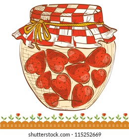 Vector illustration of a glass jar with jam