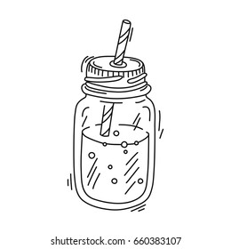 Vector illustration with glass jar with lemonade