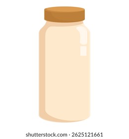 Vector illustration of a glass jar with a wooden lid and a blank label on a white background