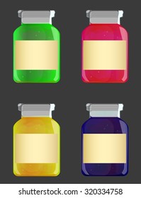 vector illustration of glass jars with jam