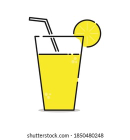 vector illustration of glass of lemon drink on white background