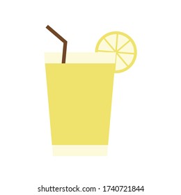 Vector illustration of a glass of lemon juice with flat style.