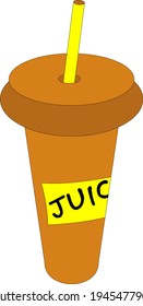 Vector illustration of a glass of orange juice with a straw