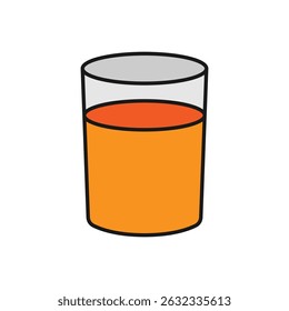 Vector illustration of a glass of orange juice on a white background