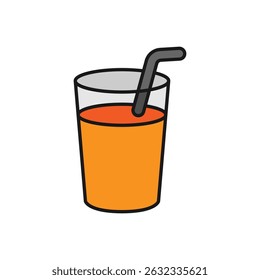 Vector illustration of a glass of orange juice on a white background