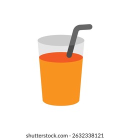 Vector illustration of a glass of orange juice on a white background