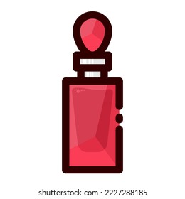 ilustración vectorial de una botella de perfume de vidrio en colores brillantes