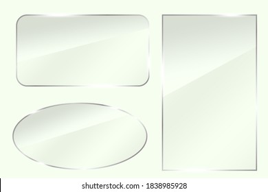 Ilustración vectorial de placas de vidrio. Texturas de plexiglás transparentes.
