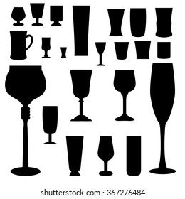 Vector illustration of glass set isolated on white background.